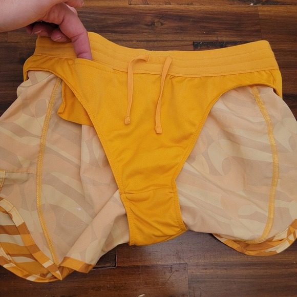 Nike Icon Clash Tempo Luxe Shorts Womens XS Dri Fit Lined Running Mustard Yellow - Picture 10 of 16